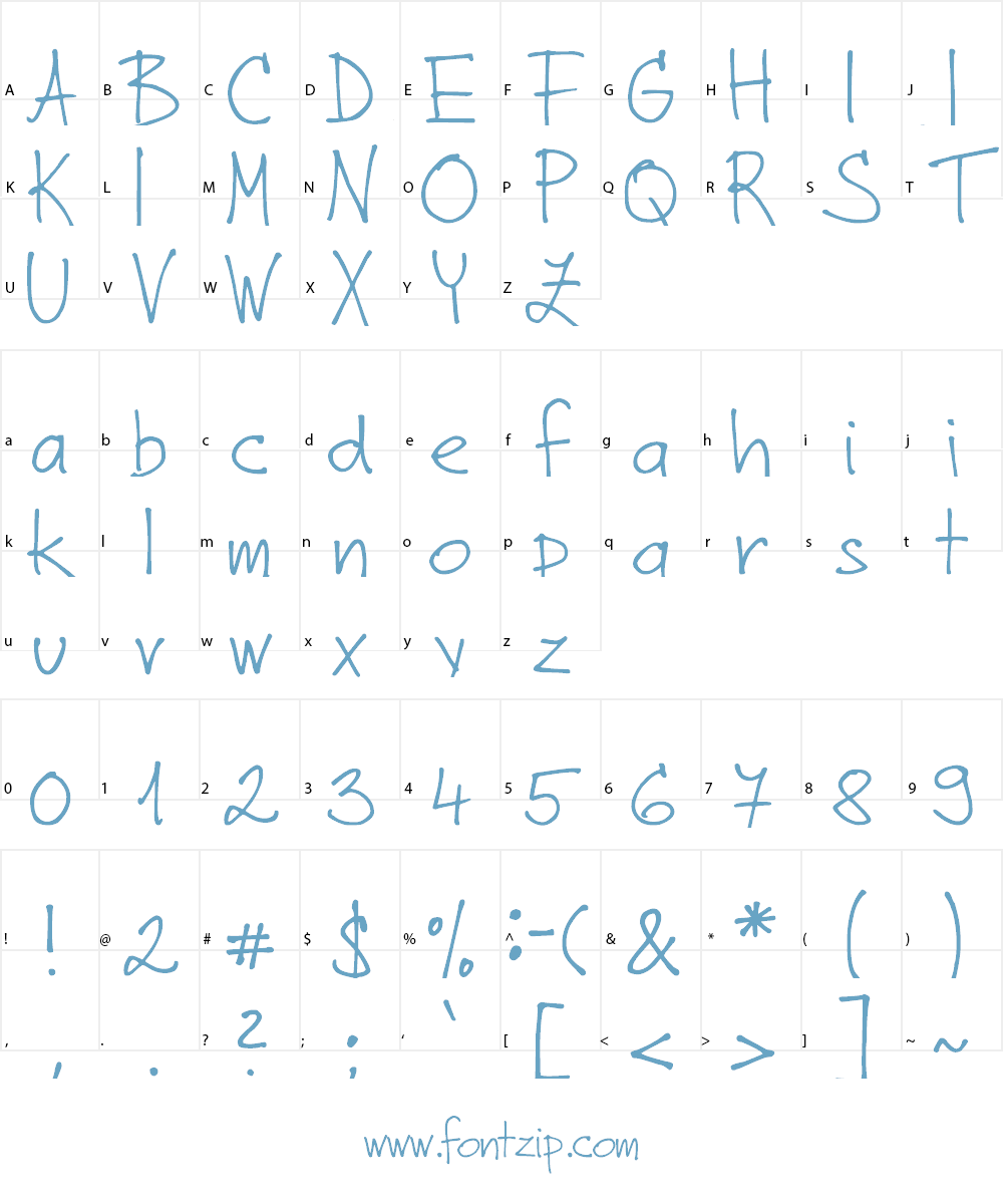 DJB Zora Prints Font Character